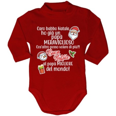 Body lupetto neonato personalizzabile con nome caro babbo natale ho un papà meraviglioso Natale