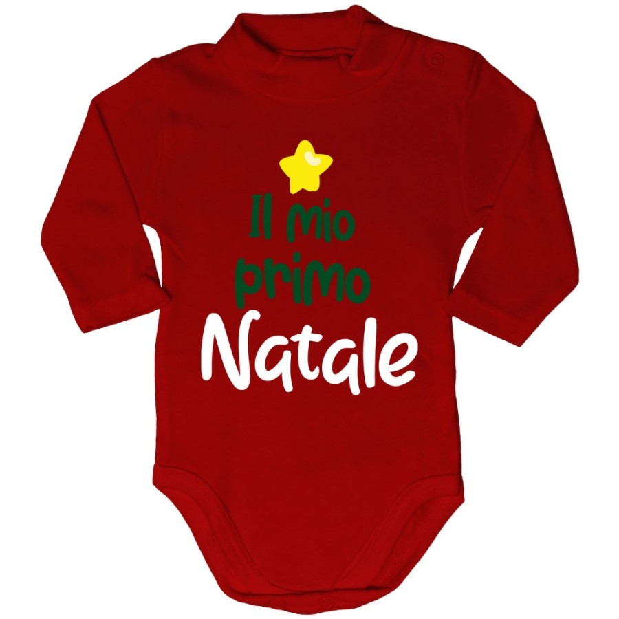 Body lupetto neonato personalizzabile con nome il mio primo natale a forma di albero Natale