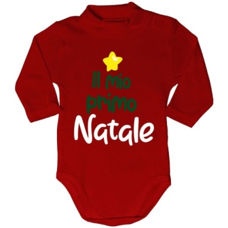 Body lupetto neonato personalizzabile con nome il mio primo natale a forma di albero Natale