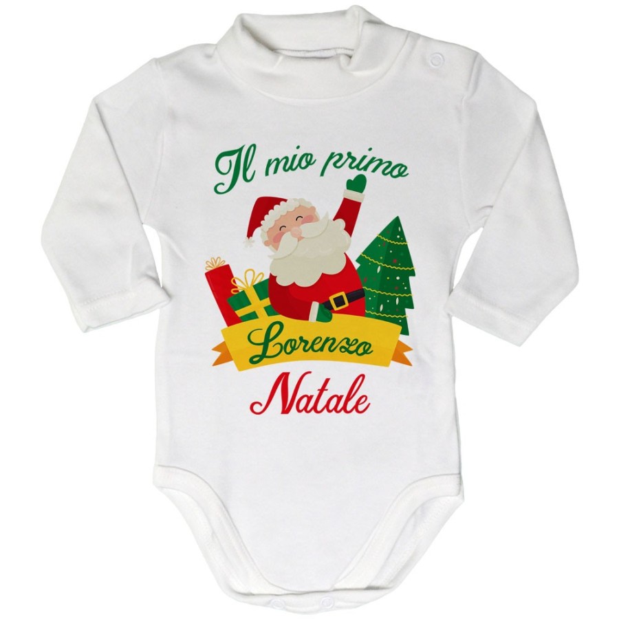 Body lupetto neonato personalizzato con nome il mio primo natale babbo natale Natale