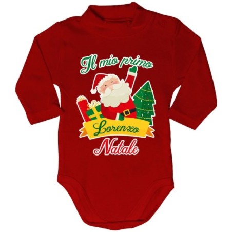 Body lupetto neonato personalizzato con nome il mio primo natale babbo natale Natale
