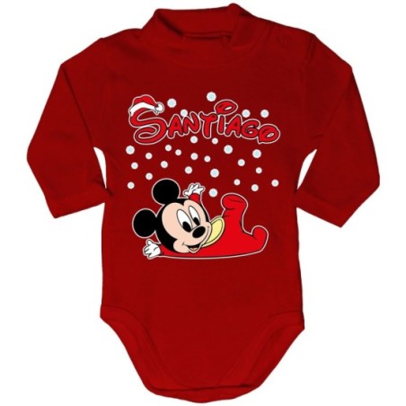 Body lupetto neonato personalizzato con nome baby topolino tra la neve Natale