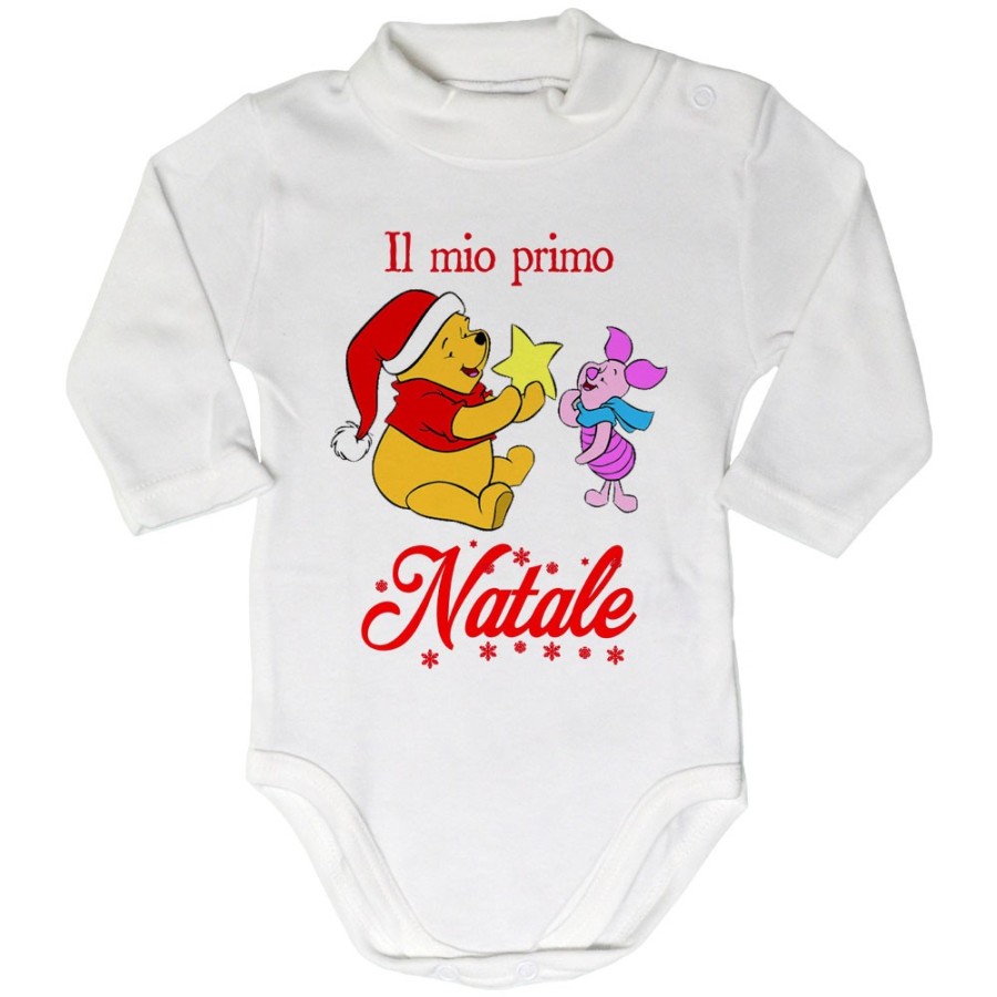 Body lupetto neonato personalizzabile con nome winnie the pooh il mio primo natale Natale