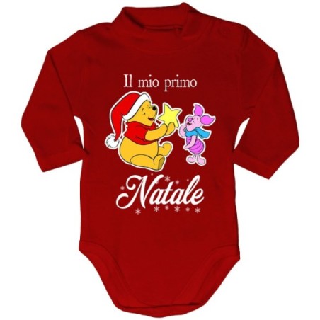 Body lupetto neonato personalizzabile con nome winnie the pooh il mio primo natale Natale