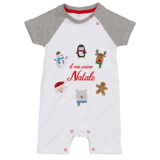 Pagliaccetto neonato il mio primo natale con personaggi natalizi Natale