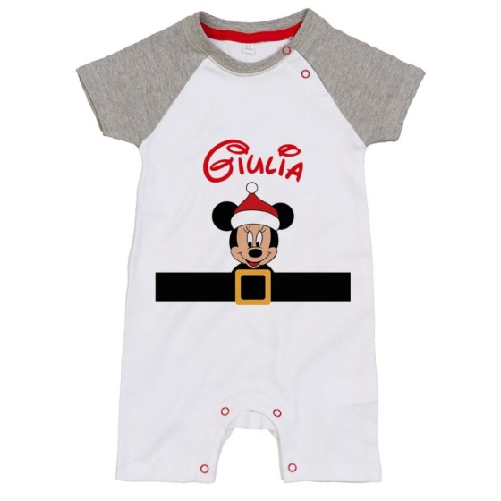 Pagliaccetto neonato personalizzato con nome e cintura natalizia topolino Natale