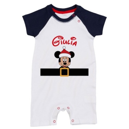 Pagliaccetto neonato personalizzato con nome e cintura natalizia topolino Natale