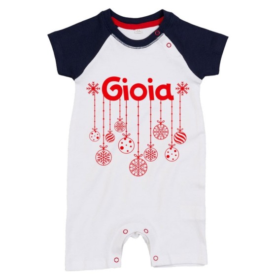 Pagliaccetto neonato personalizzato con nome e addobbi natalizi Natale