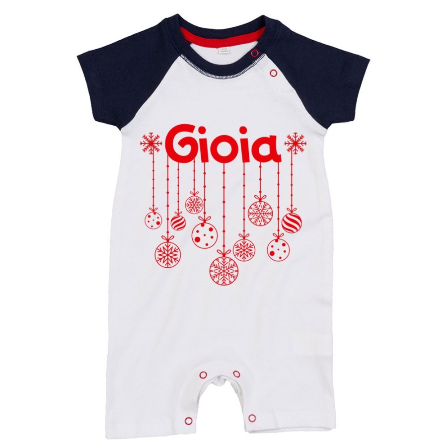Pagliaccetto neonato personalizzato con nome e addobbi natalizi Natale