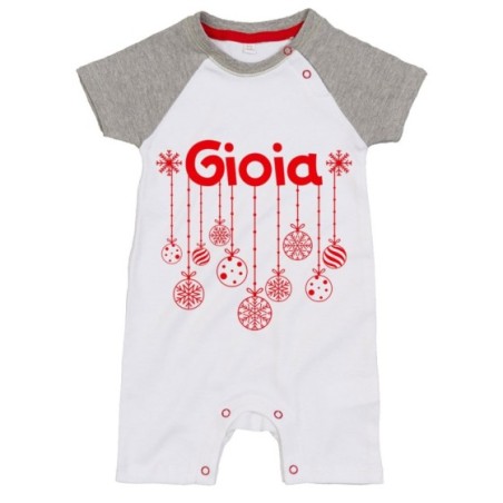 Pagliaccetto neonato personalizzato con nome e addobbi natalizi Natale