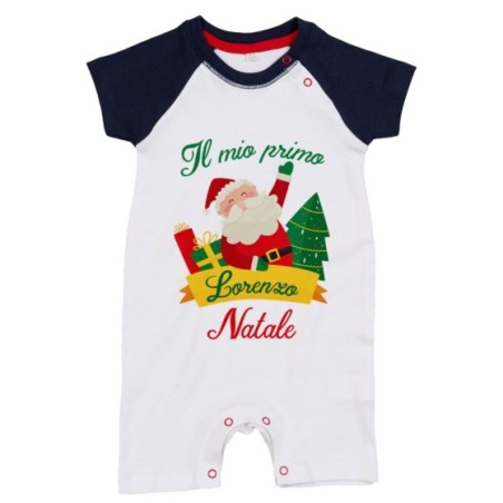 Pagliaccetto neonato personalizzato con nome il mio primo natale babbo natale Natale