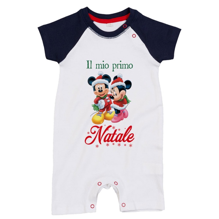 Pagliaccetto neonato personalizzabile con nome minnie e topolino il mio primo natale Natale