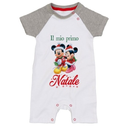 Pagliaccetto neonato personalizzabile con nome minnie e topolino il mio primo natale Natale