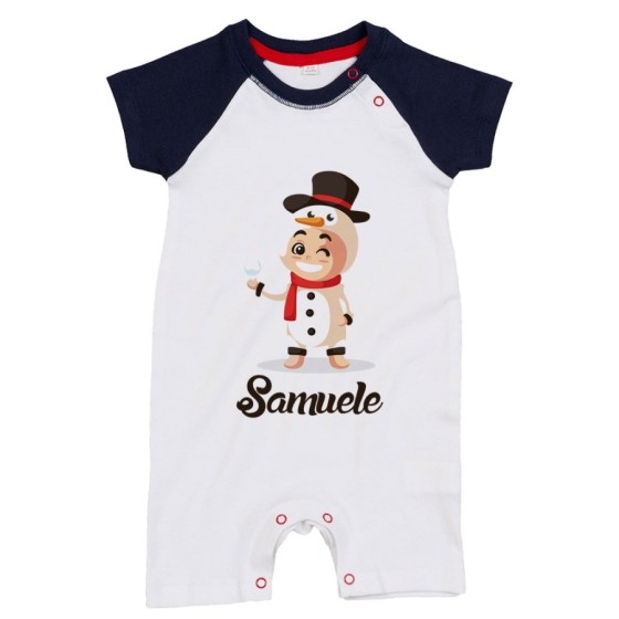Pagliaccetto neonato personalizzato con nome baby pupazzo di neve Natale