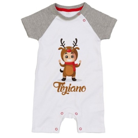 Pagliaccetto neonato personalizzato con nome baby renna...