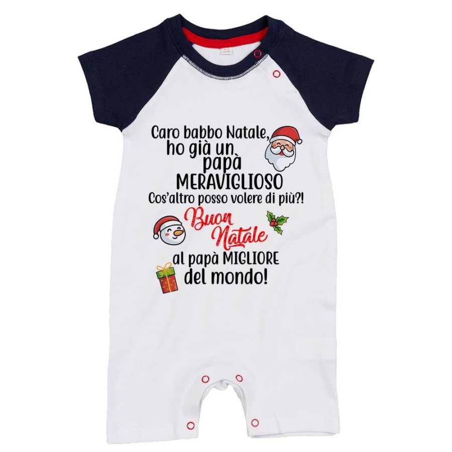 Pagliaccetto neonato personalizzabile con nome caro babbo natale ho una mamma meravigliosa Natale