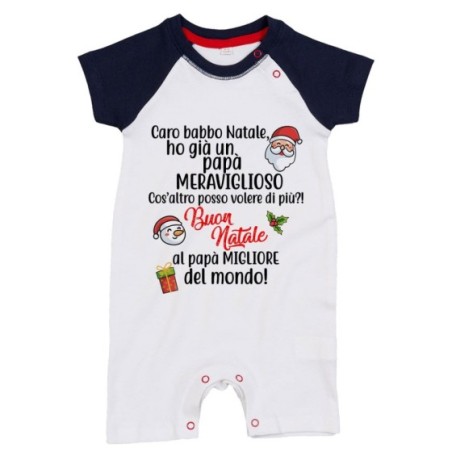 Pagliaccetto neonato personalizzabile con nome caro babbo natale ho una mamma meravigliosa Natale