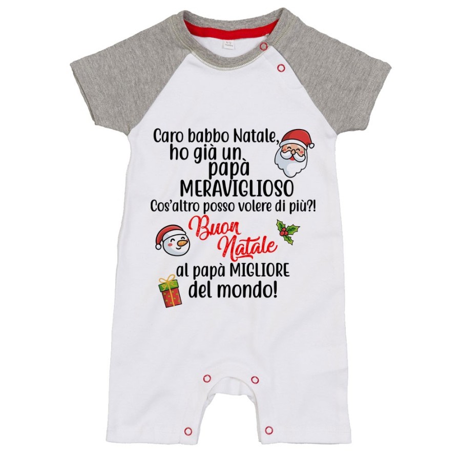 Pagliaccetto neonato personalizzabile con nome caro babbo natale ho una mamma meravigliosa Natale