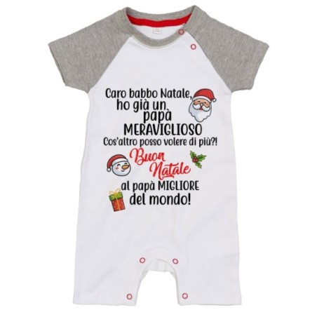 Pagliaccetto neonato personalizzabile con nome caro babbo natale ho una mamma meravigliosa Natale