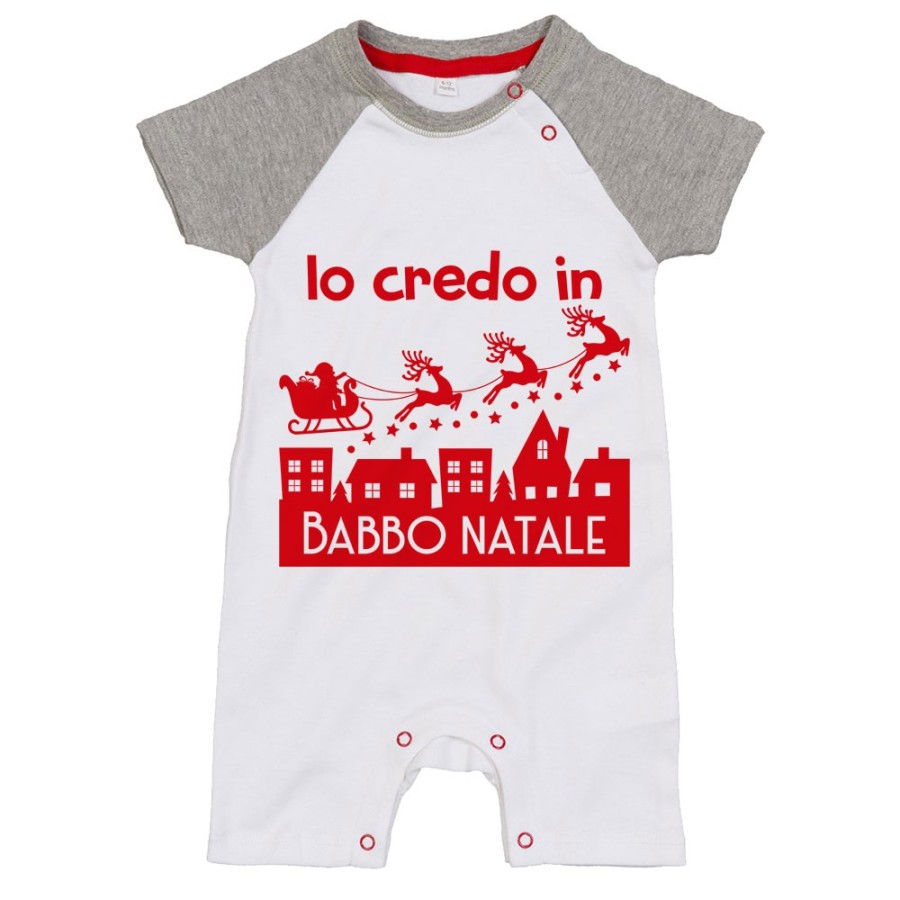 Pagliaccetto neonato personalizzabile con nome io credo in babbo natale Natale