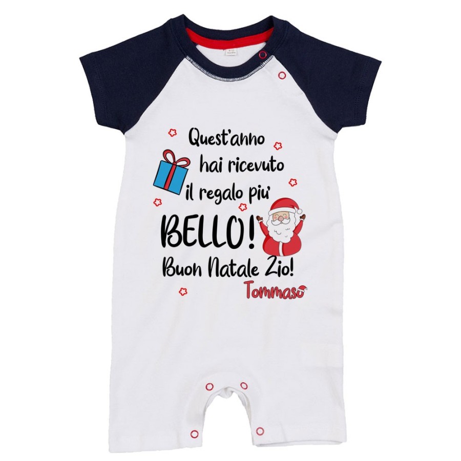 Pagliaccetto neonato personalizzato con nome zio quest'anno hai ricevuto il regalo più bello natale Natale