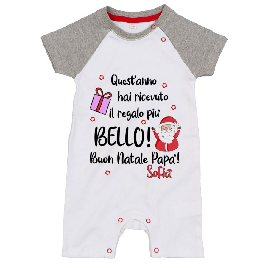 Pagliaccetto neonato personalizzato con nome papà quest'anno hai ricevuto il regalo più bello natale Natale