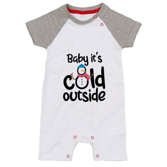 Pagliaccetto neonato personalizzabile con nome baby it's cold outside Natale