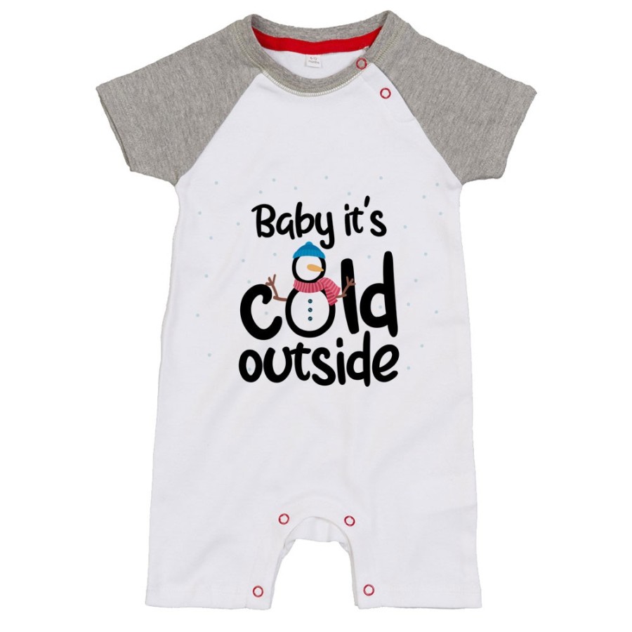 Pagliaccetto neonato personalizzabile con nome baby it's cold outside Natale