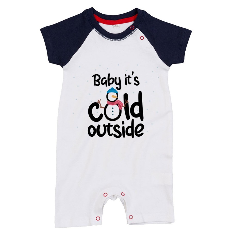 Pagliaccetto neonato personalizzabile con nome baby it's cold outside Natale