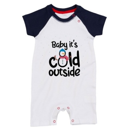 Pagliaccetto neonato personalizzabile con nome baby it's cold outside Natale