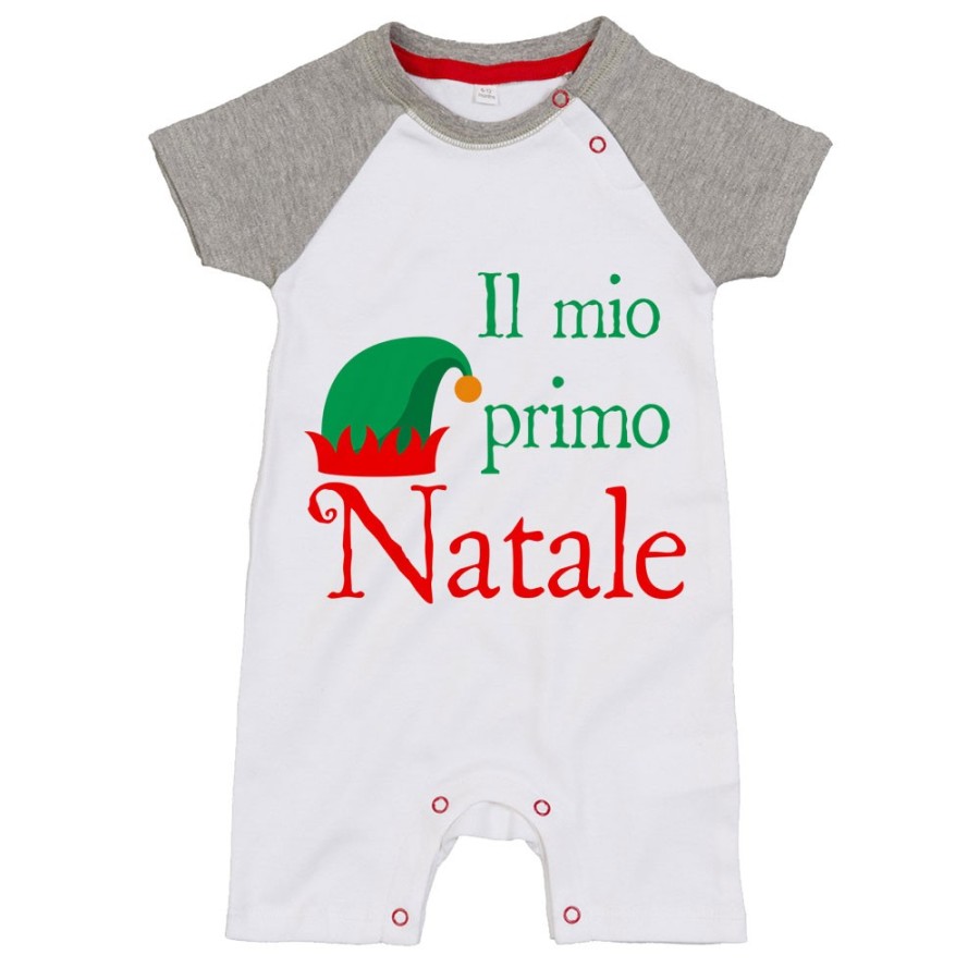 Pagliaccetto neonato il mio primo natale con cappello da elfo Natale