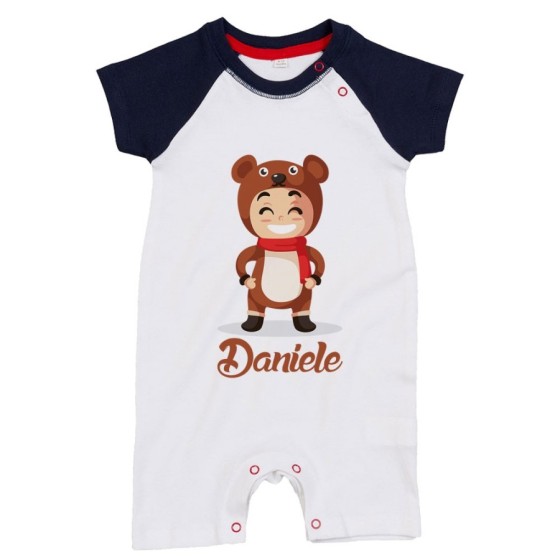 Pagliaccetto neonato personalizzato con nome baby orso Natale