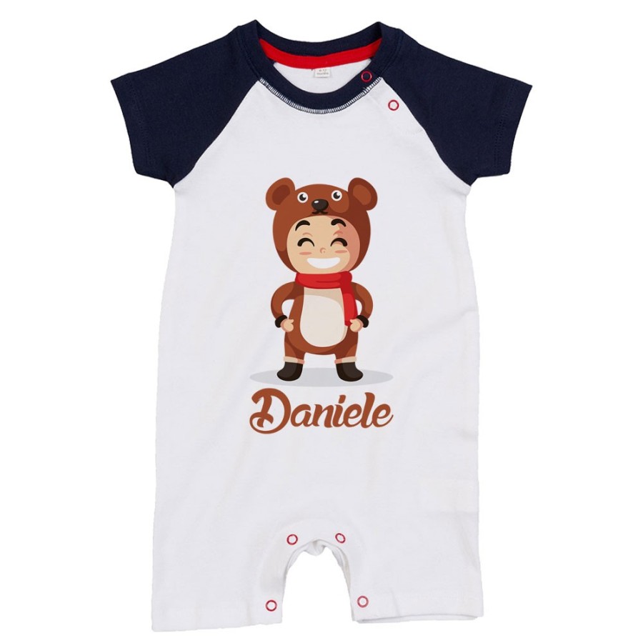 Pagliaccetto neonato personalizzato con nome baby orso Natale