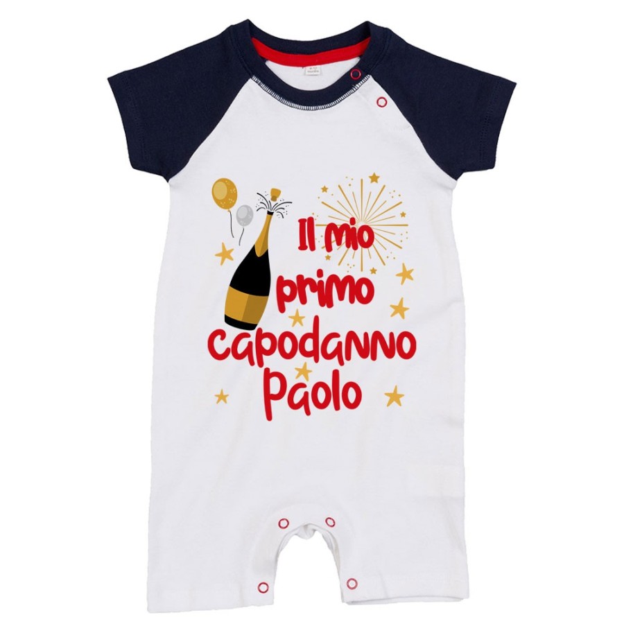 Pagliaccetto neonato personalizzato con nome il mio primo capodanno Natale