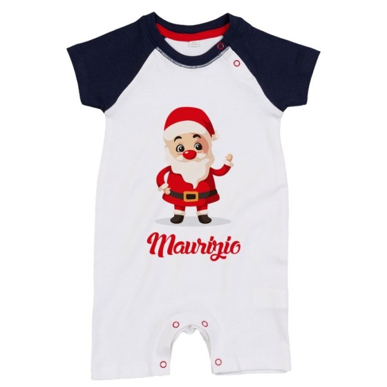 Pagliaccetto neonato personalizzato con nome baby santa Natale