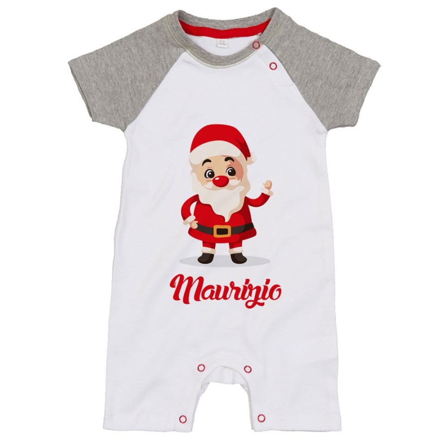Pagliaccetto neonato personalizzato con nome baby santa Natale