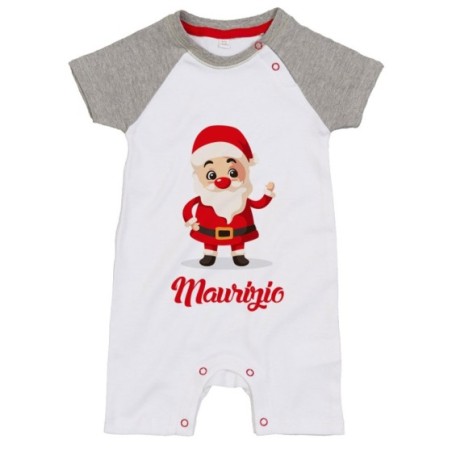 Pagliaccetto neonato personalizzato con nome baby santa Natale