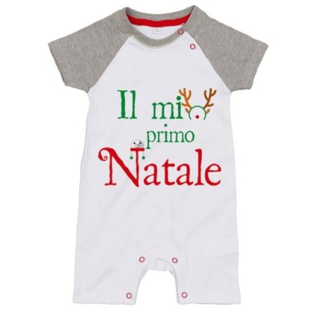Pagliaccetto neonato il mio primo natale con cappello da renna Natale
