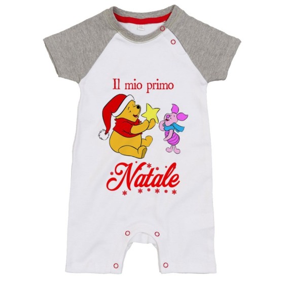 Pagliaccetto neonato personalizzabile con nome winnie the pooh il mio primo natale Natale