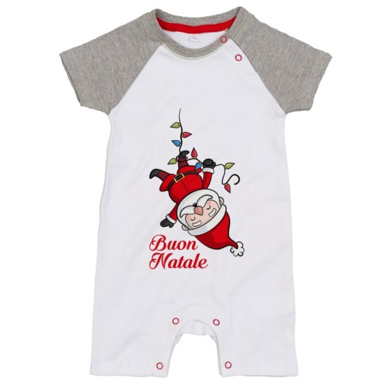 Pagliaccetto neonato personalizzabile con nome babbo natale con luci natalizie Natale