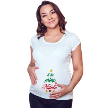 Maglia premaman il mio primo natale con albero natalizio