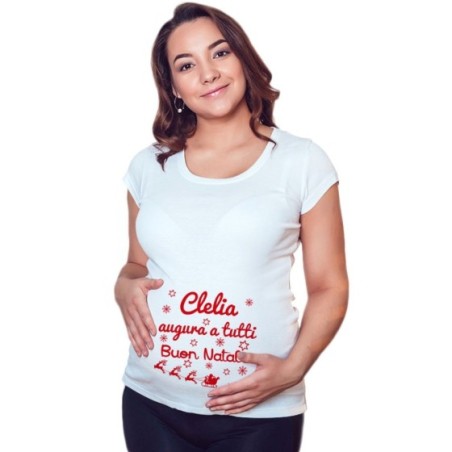 Maglia premaman personalizzata con nome augura a tutti buon natale Natale