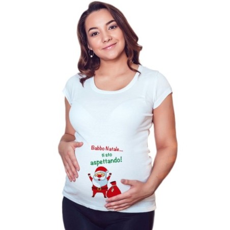 Maglia premaman personalizzabile con nome babbo natale ti...