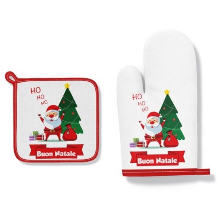 Guantone e presina natalizia ho ho ho babbo natale con i...
