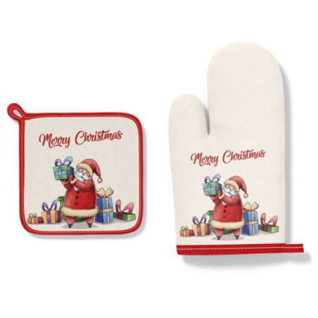 Guantone e presina natalizia merry christmas con babbo...