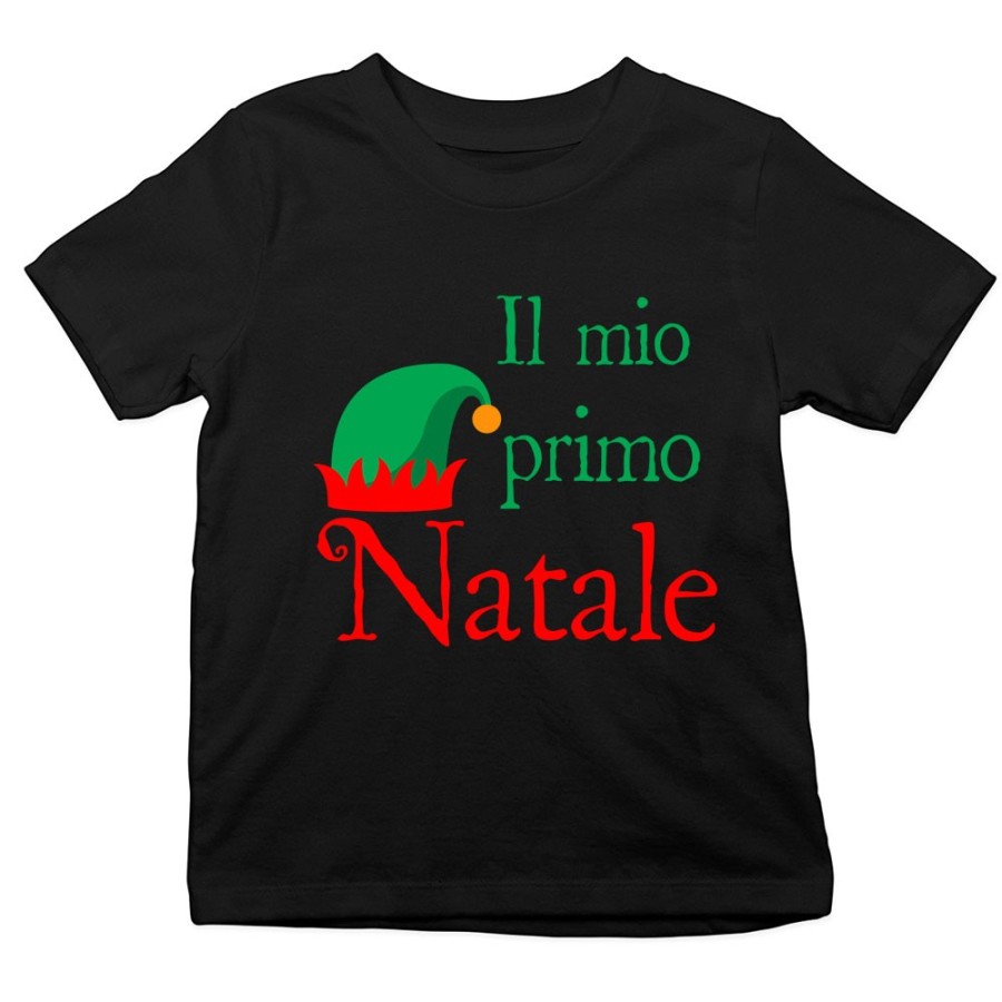 T-shirt bambino il mio primo natale con cappello da elfo Natale