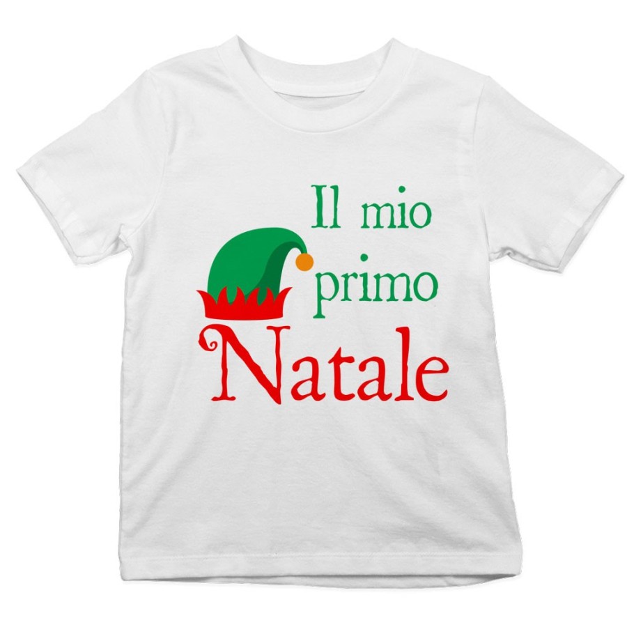 T-shirt bambino il mio primo natale con cappello da elfo Natale