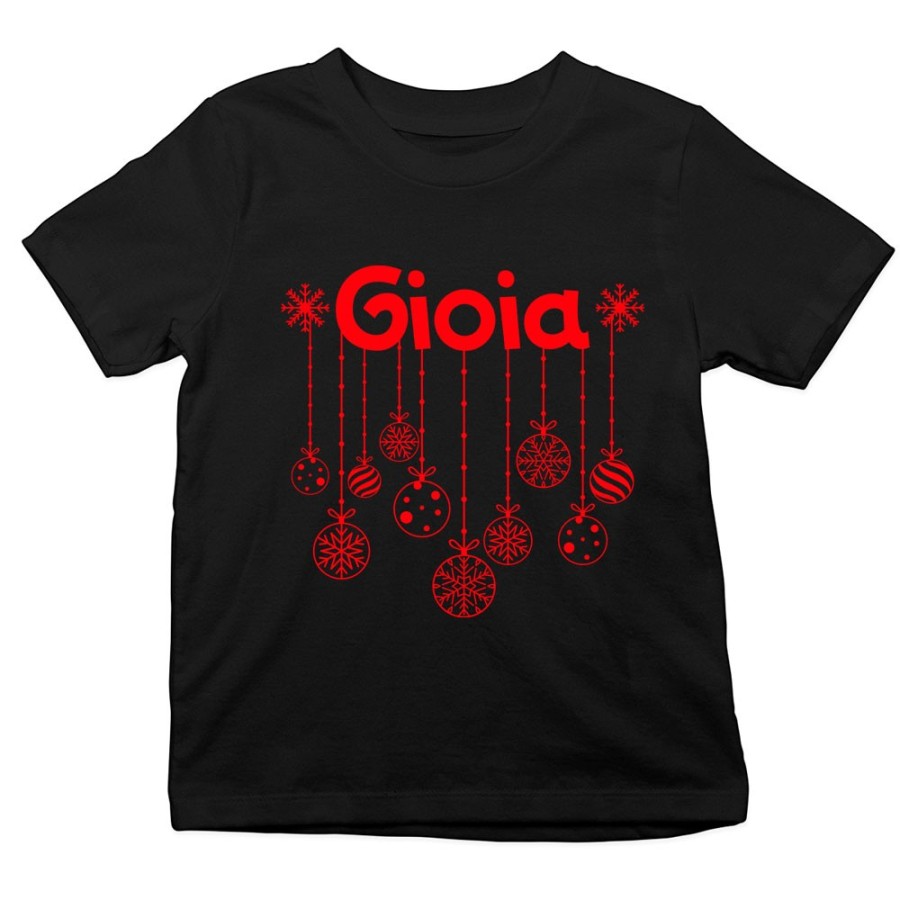 T-shirt bambina personalizzata con nome e addobbi natalizi Natale