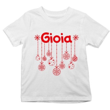 T-shirt bambina personalizzata con nome e addobbi natalizi Natale
