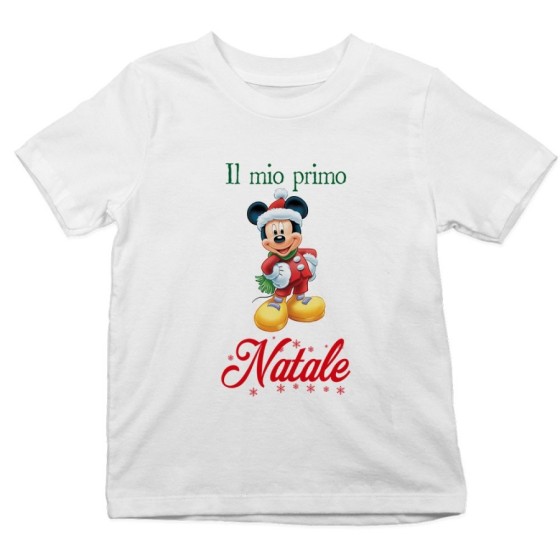 T-shirt bambino personalizzabile con nome topolino il mio primo natale Natale